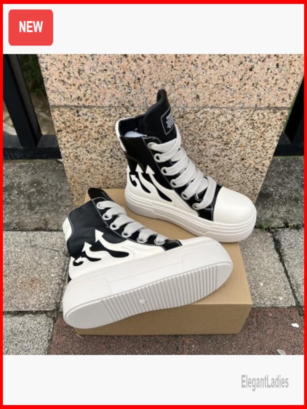 Chunky Platform Sneakers, Thick Sole, Vegan Leather, Unisex Fashion - Picture 5 of 7